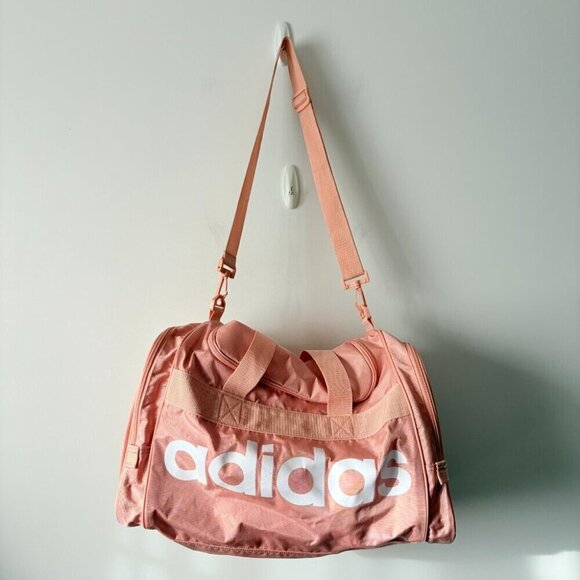 Adidas Unisex Santiago Large Duffel Bag Pink White - Picture 2 of 6